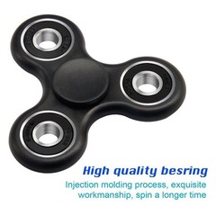 2 Black Pocket Gear Gyro EDC ADHD Autism Anxiety Tri 3D Fidget Spinner Focus Toy