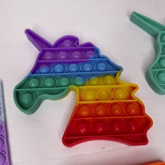 Pop It Fidget Toys 5pc Silicone Sensory Bubble Unicorn Rocket Rainbow Bracelet