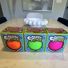 Ja-Ru Squish Attack Squooshy Sphere Squeeze Toy Set of 3 Colors Age 3+ 5inch