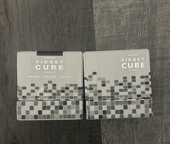 Fidget Cube Gray 6-Sided Fidget Toy with Black Mechanism, 2-Pack