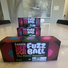 Schylling Teenie NeeDoh Fuzz Ball Velvet Squeeze Lot of 6 in 3 Pack Multicolor