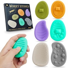 Fidget Toys Worry Stones for Small (16.51 mm), Green, Orange, Purple, Yellow
