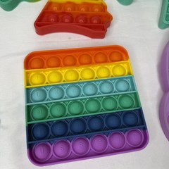 Pop It Fidget Toys 5pc Silicone Sensory Bubble Unicorn Rocket Rainbow Bracelet