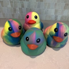 Tie-Dye Duck Squishy Tactile Squeeezy Sensory Toy LOT of 4