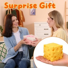 Cheese Squeeze, Soft Squishy Cheese Block Squeeze Fidget Toy for Stress Relief