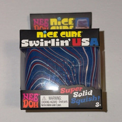NeeDoh Nice Cube Swirlin’ USA Super Solid Squish Blue/Red/White