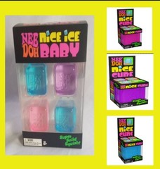 Needoh Nice Ice Baby 4 Pack & 3 Needoh Nice Cube, Set of 4 Needoh, New in Box