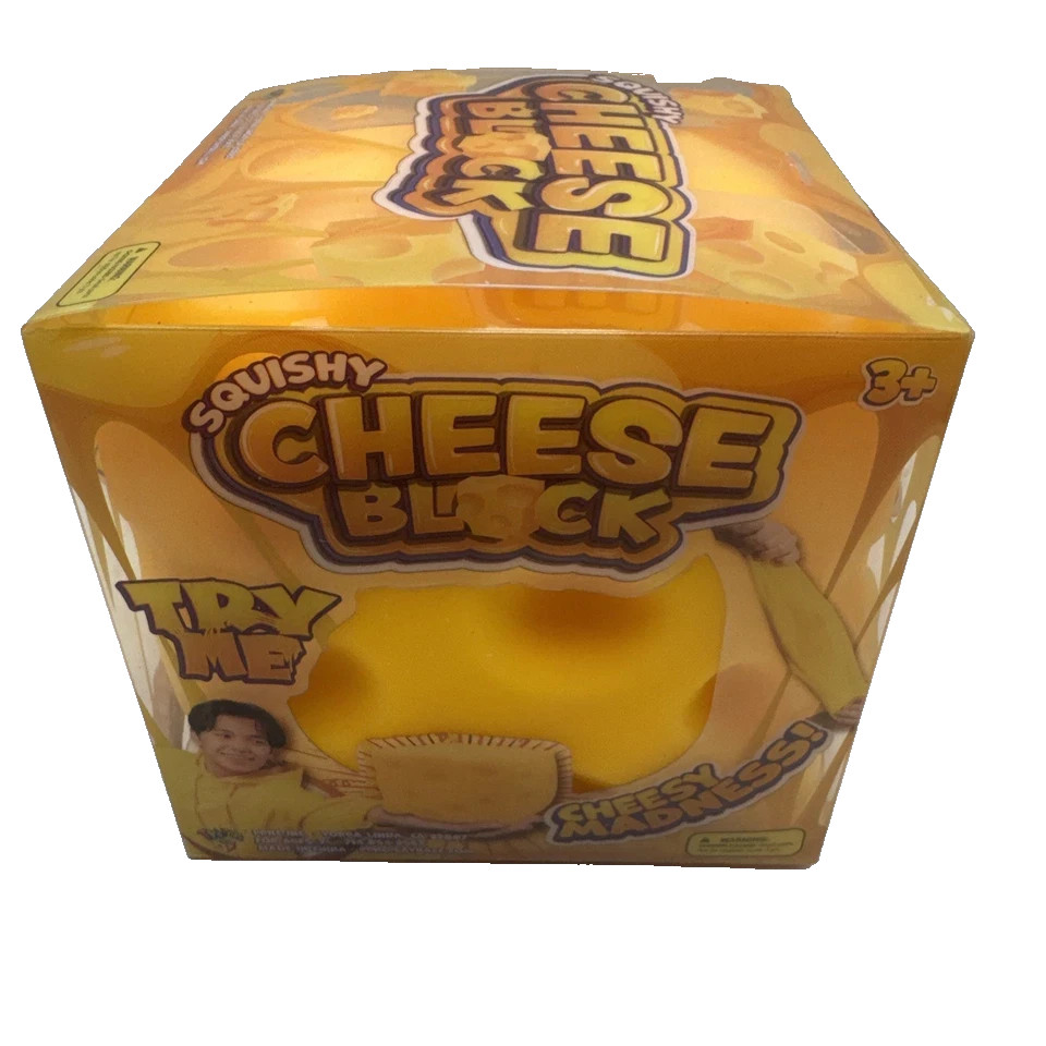 NEW Squishy CHEESE BLOCK 5in Large Stretchy Cheese Tactile Squeeze Stress Toy