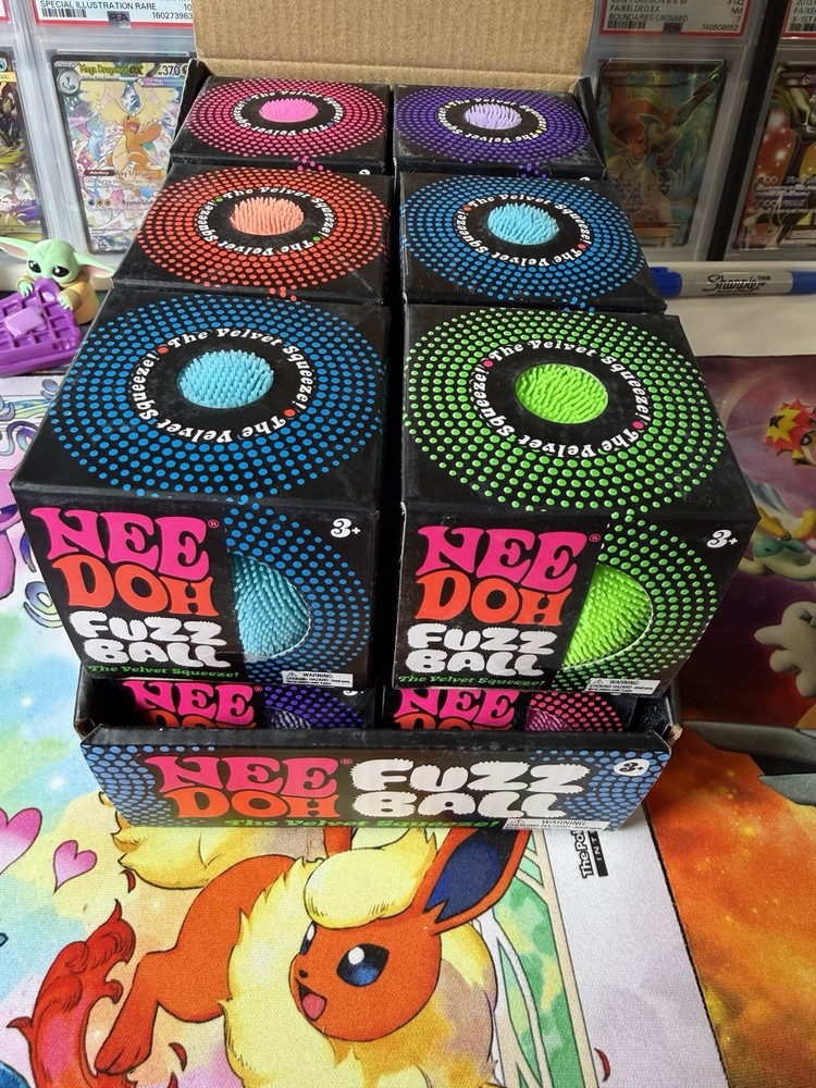 Nee Doh FUZZBALL LOT OF 12 Needoh Squish Stress Ball w/Display Free Shipping