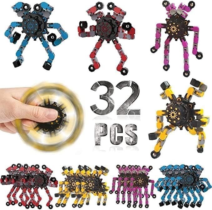 32 Pcs Fidget Spinners Toys for Kids & Adults, Deformable Robot Transformable Fi