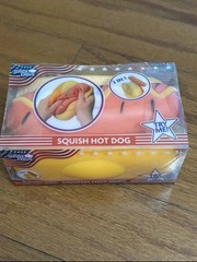 Sunny Days Squishy Hot Dog Tactile Squishy Squeeze Toy, Red/Yellow/Beige