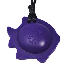 Chubuddy Fish Chewy Pendant With Breakaway Clasp Necklace- Eggplant Color