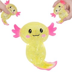 Axolotl Squishy Stress Relief Toy Glitter Fidget Toys Cute Medium, Yellow