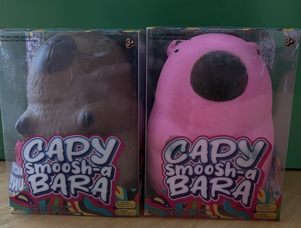 Lot Of 2 New Capy Smoosh-A-Bara CAPYBARA Viral Squishy Pink & Brown