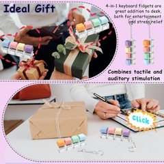 2 PCS Keyboard Fidget Toy, Keychain Purple Blue Pink Orange