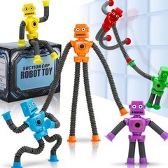 Robot Sensory Pop Tubes Toys 6PCS for Toddlers Boys Age 3-8, Suction Cup Stretch