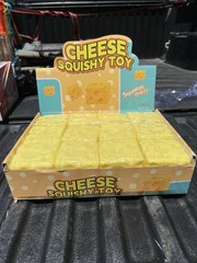 Cheese Squishy Squeeze Toy, Yellow, Display Box, Recommended Age 4+