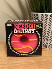 Rare Authentic Schylling NeeDoh Donut Squeeze Toy, Pink Frosting Yellow Swirls