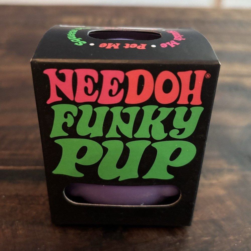 Schylling NeeDoh Funky Pup Tactile Squeeze Toy, Purple, Ages 3-5