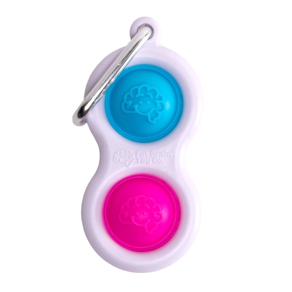 Fat Brain Toys Simpl Dimpl Fidget Keychain Blue/Pink Stress Relief Sensory Toy